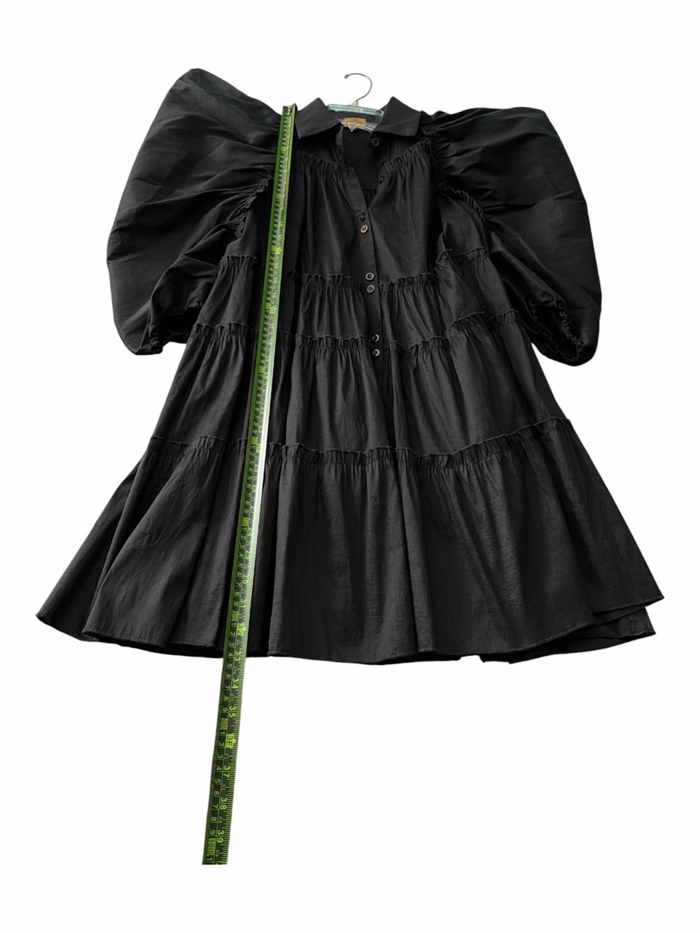 NWT Love Highlight Black Tiered Ruffle Dress Dramatic Statement Sleeves S - Picture 14 of 16